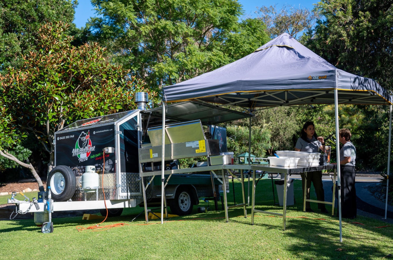 Michelone wood-fired pizza truck setup at Sydney event